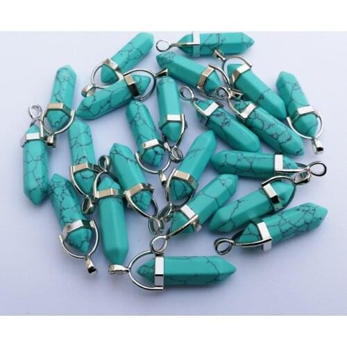 Fashion trendy Turquoises stone Pendant & necklaces for making Jewelry charm Point parts 24pcs/lot wholesale