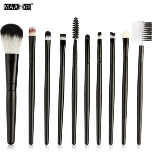 10PCs Professional Foundation Eyelash Eyeshadow Brow Makeup Brushes Set Concealer Powder Brush Kit Cosmetic Tool