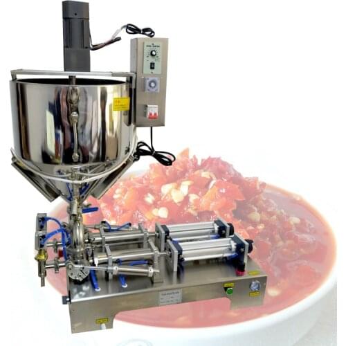 Heating Hopper Honey Sauce Filler Paste Filling Machine Pneumatic Piston Filler Hot Pepper Peanut Butter Filling Machine