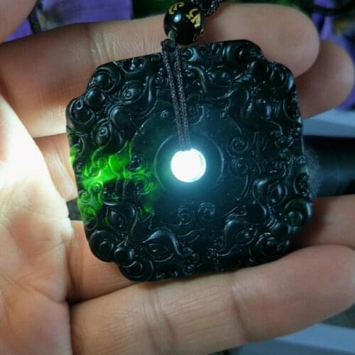 Natural Black-Green JadeTwo-Sided PiXiu Jade Pendant Jewelry Lucky Exorcise Evil Spirits Safety Amulet Jade Pendant Fine Jewelry