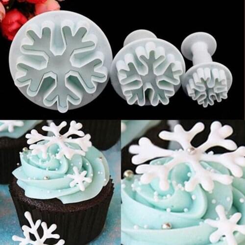 New 3PCS Halloween Christmas Snowflake Plunger Mold Cake Decorating Tool Cake Cookie Cutters Fondant Cutter Decoration Tools