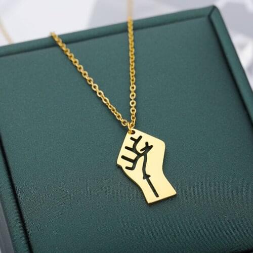 African Fist Symbol Pendant Necklaces For Women Stainless Steel Gold Silver Color Charm Lives Matter Chains Men Jewelry Gift