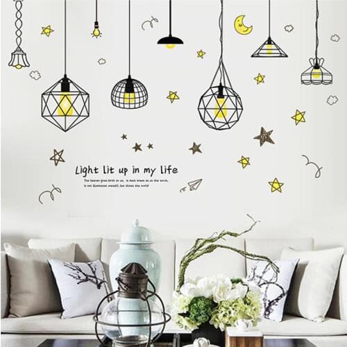 Wire Frame Chandelier Wall Sticker for Bedroom Living Room Home Decoration TV Backgroud Removable Waterproof PVC Paste Poster