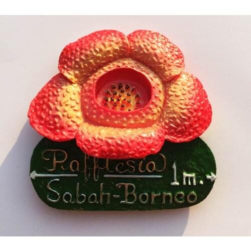 QIQIPP Malaysias national flower, Yasaba, Borneo, hibiscus, handmade painting, travel souvenir, refrigerator magnet