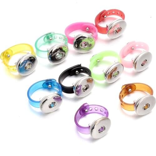 Silicone Adjustable Snap Ring Jewelry DIY 18mm snap Button Rings Womans jewelry