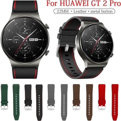 22mm Leather Strap For HUAWEI Watch GT 2 Pro GT2 2e Replacement Bracelet Wriststrap for huami Amazfit GTR 47mm band Accessories