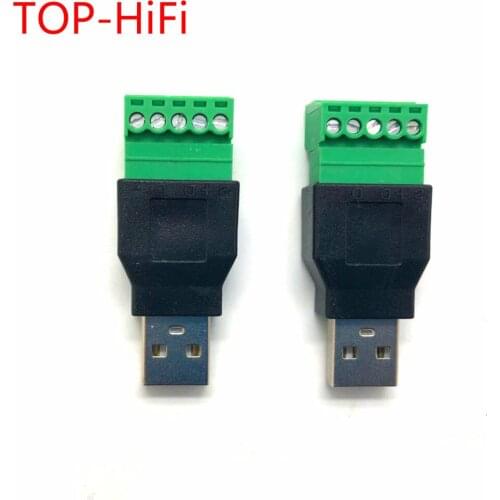 TOP-HiFi Free shipping 4Pcs 5pin USB 2.0 Male Jack Socket Connector USB 2.0 A Male to 5 Pin Screw Connector