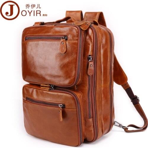 Vintage Leather Mens Backpack Leisure Fashion Multifunctional Portable Briefcase Top Layer Cow Leather Bag Messenger Bag