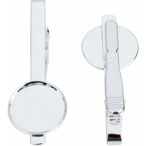 5pcs 16/18/20mm Silver Color Tie Clip Setting Blank Bezel Bases Tray Fit Cabochons Cameo Tie Clip Settings Cuff Collar DIY