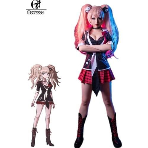 ROLECOS Anime Dangan Ronpa 2 Cosplay Costume Enoshima Junko Women School Uniform Dress Super Danganronpa Cosplay Sexy Costume