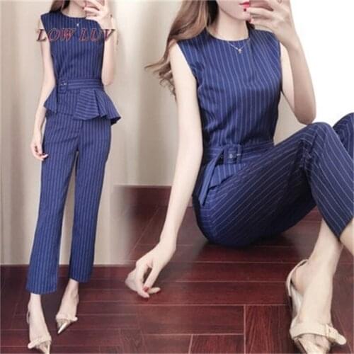 Korean Women Sets Clothing 2 Piece Set Temperament OL Coat+wide leg pants suit Women Office Wear Suit