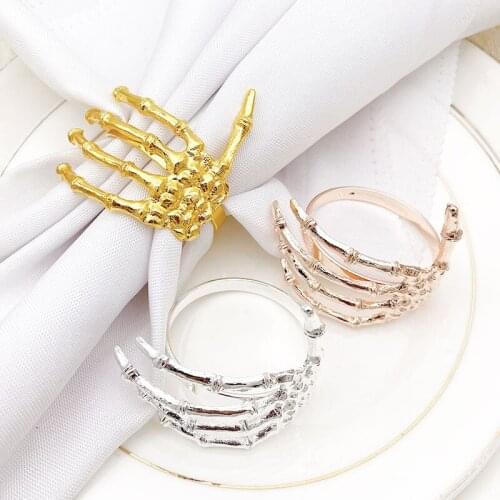 12pcs 50MM Napkin Rings Zinc Alloy Creative Fingers Shape For Party Table Decoration Napkin Holder Serviette Rings Kitchen