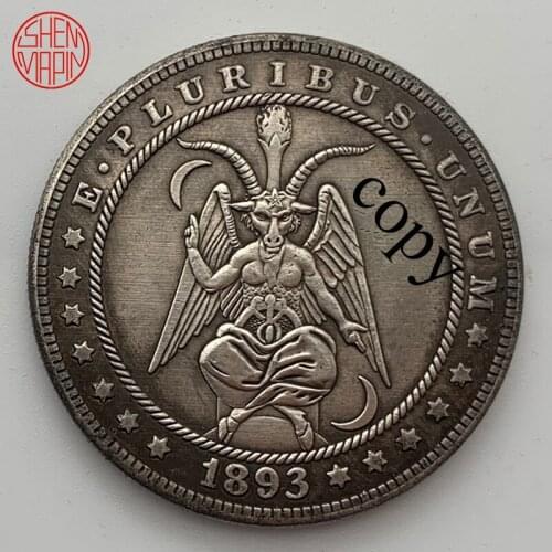 1893 Greek Wings Faun Hobo Nickel Coins USA Morgan Dollar COIN COPY Tramp copper coin