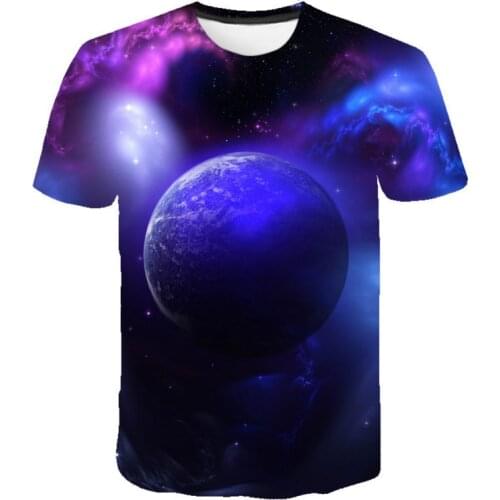 3D Print Harajuku Round Neck Short Sleeve Tees Xs-6X Summer 2021 New Cool Galaxy T-Shirt for Men Best Selling Casual Psychedelic