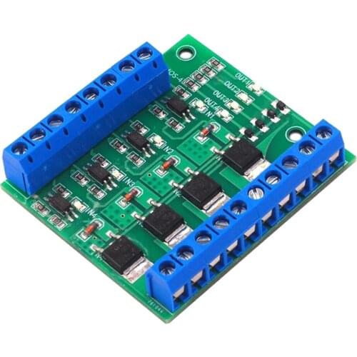 4-Channel MOS PLC Amplifier Board Driver Module Driver Module Optocoupler Isolation PWM 3-20V To 3.7-27V DC 10A