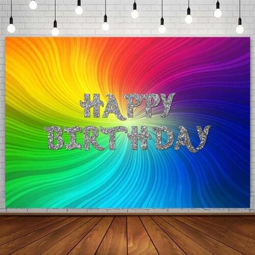 Avezano Happy Birthday Party Backdrops Rainbow Vortex Silver Glitter Photography Backgrounds Photo Studio Photozone Decor Props