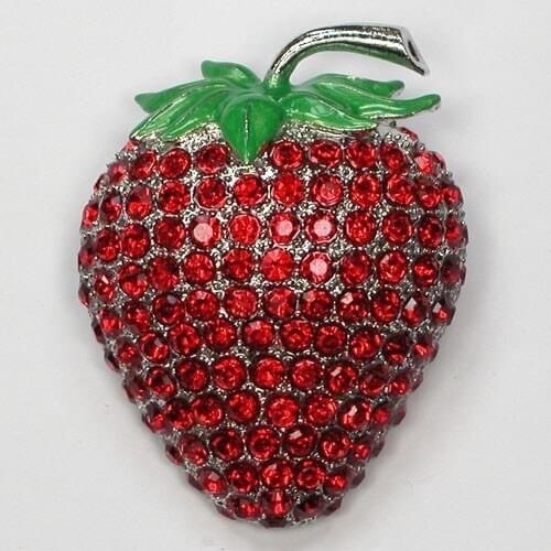 Red Rhinestone Enamel Strawberry Pin brooches C528