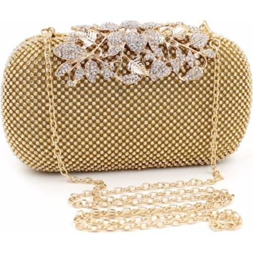 DAIWEI New Womens Bags Silk Diamonds Rhinestones Acrylic Evening Bag Party Purse Crystals Buttons Gold / Black / Silver