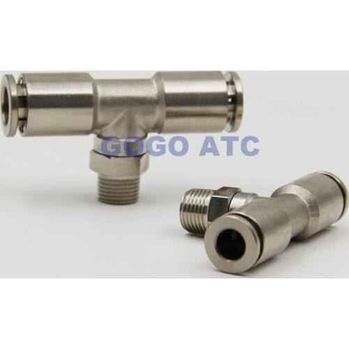 SMC type fittings KQ2T type Male branch tee One-touch male thread fitting three way connector Copper nickel plating pipe fitting