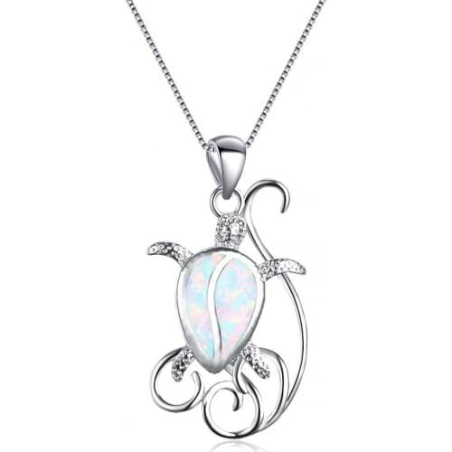 Hot Sale Lovely Turtle Pendants White/Blue Necklace Jewelry For Women Wedding Birthday Christmas Fashion Jewelry Gift