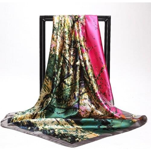 Italy fresh silk garment fabric digital printing satin silk fabrics width 90cm*90cm HGF04