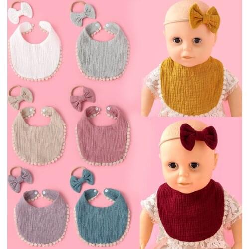 2Pcs Infant Baby Girl Boy Bib Kid Toddler Dinner Feeding Tassel Cotton Burp Cloths Towel Saliva Boys Girls Bandana