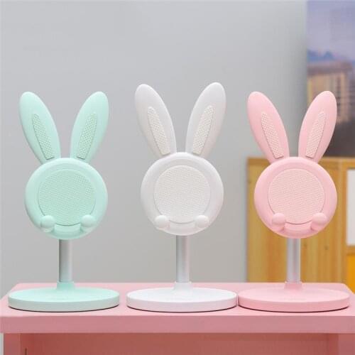Cute Rabbit Metal Holder Adjustable Phone Holder Stand for IPhone Samsung Huawei Xiaomi IPad Tablet Support Stretch Desk Stand