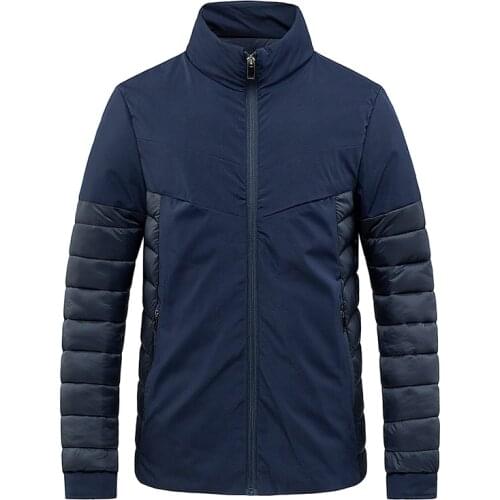 AIOPESON Stand Collar Thick Warm Parkas Men Casual Vogue Patchwork Mens Windbreaker Coats New Winter Jacket Men Padded Coats