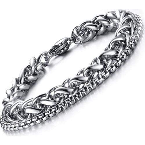 Stainless steel 2020 charm bracelets hip hop chain on the hand male accessories jewelry wholesale Double layer bracelet mens
