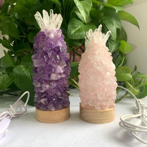 Natural Amethyst Pineapple Night Light Bedroom Bedside Decoration Usb Interface-LPS