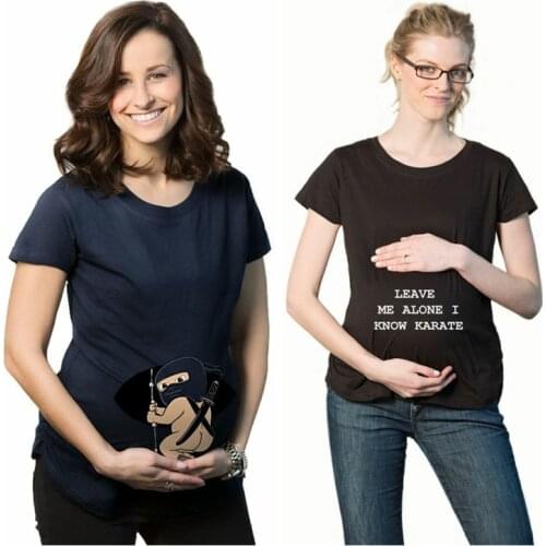 "Baby peeking out" 2018 New Maternity Shirt specialized for pregnant women plus size European big size pregnancy clothes