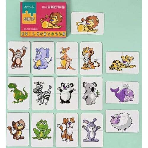 New Baby Kids Cognition Puzzle Toys Toddler Cartoon Cards Matching Game Cognitive Card Fruit Animal Car Princess Set Pair Puzzle