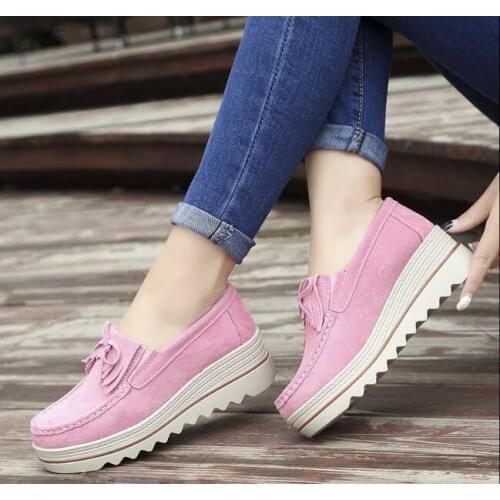 New Womens Flats shoes sudes Loafers Casual Shoes Lady Driving Flat Moccasins Lace Up Round Toe Chaussure Femme Size 35-42