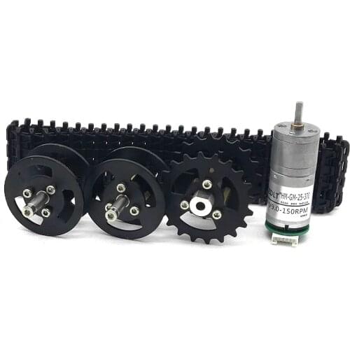 One set of DIY robot tank kits, Metal bearing wheel + Metal driving wheel + plastic track + 9V150RPM with hall sensor motor