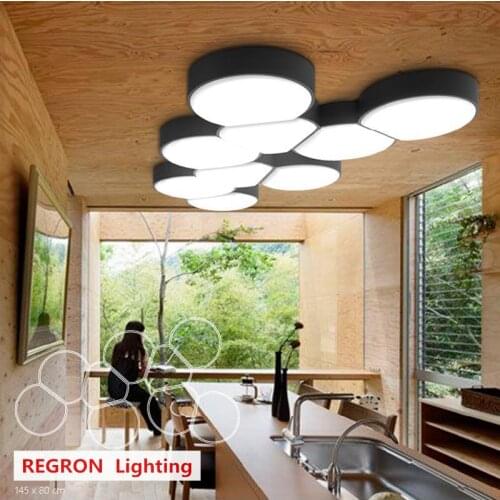 Regron Modern Ceiling Light Europe Style Creative Round Black/white Led Ceiling Lamps For Kitchen Living Room Bedroom