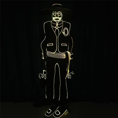 Cosplay Full color programmable led costume stage dance robot men RGB suit luminous light colorful outfit mask party wear dress