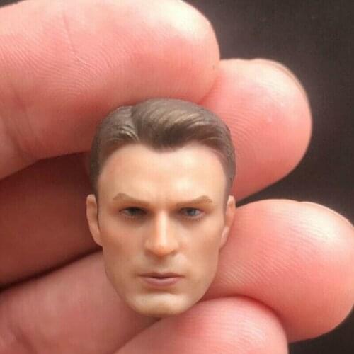 Custom 1/12 Scale American Captain Head Sculpt SHF Young Chris Evans Head Carving Toy