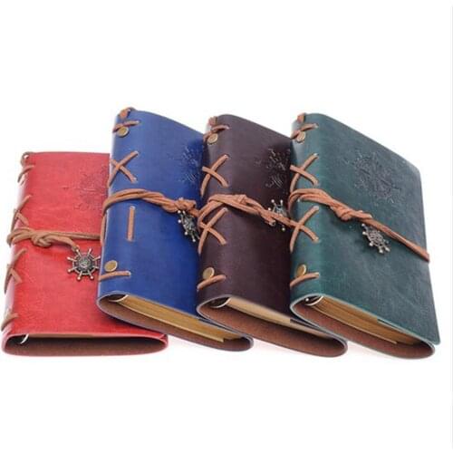 Retro Spiral Notebook Diary Notepad Vintage Pirate Anchors PU Leather Note Book for Traveler Journal