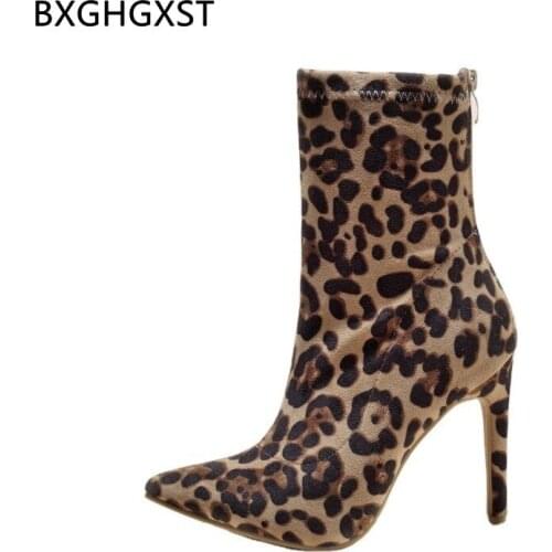 Leopard High Heel Suede Boots Women Heel Woman Pumps Boots Female Women Shoes Winter Boots Women Ladies Shoes Designer Shoes
