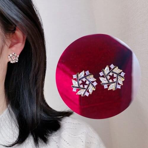 Fashion Cute Cubic Zircon Star Stud Earrings For Women Girls Trendy Wedding Engagement Party Jewelry Gifts