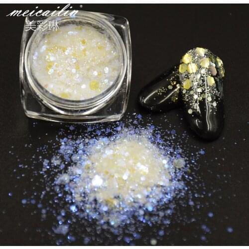 How sale 12 colors/set Nail Art Rhinestones Glitter 3D Nail Charms Mix Size Mermaid Holographic Nail Flakes Sequins Nail Jewelry