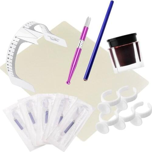 Eyebrow Tattoo Needle Pen Microblading Permanent Makeup Supplies Kit Practice Skin Eyebrow Tint Pigment