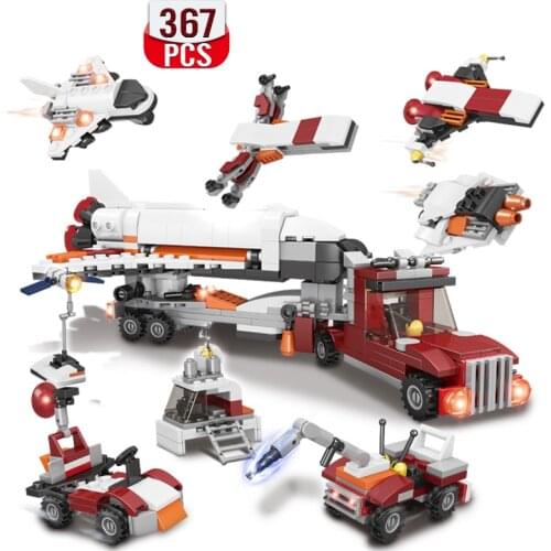 Technical Traffic Vehicle 8-in-1 Aircraft Transporter Sets Building Blocks Expert Airplane Model Brick Diy Kids Adult Toys Gifts