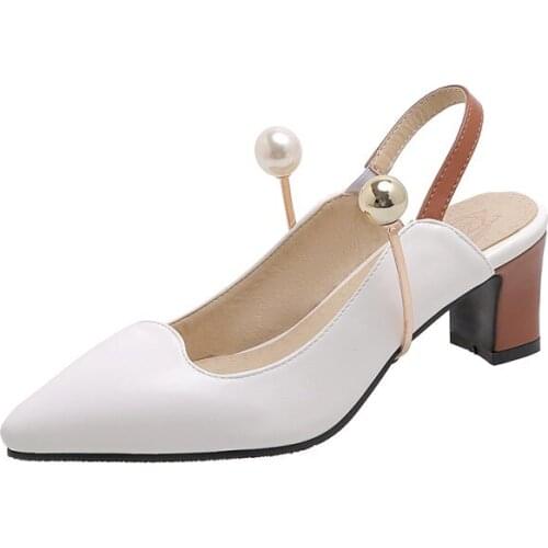 Big Size Pointed pearl decorative single shoes ladies high heels women shoes woman pumps