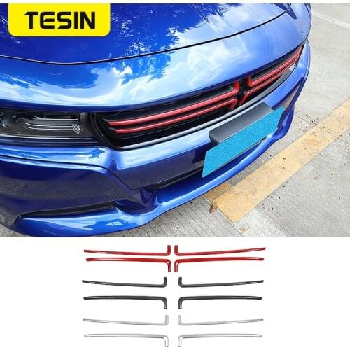 TESIN Exterior Sticker For Dodge Charger Car Front Grille Decoration Strip ABS Styling For Dodge Charger 2015+ Car Accessories
