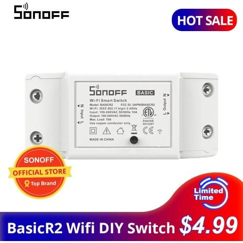 SONOFF Outlets BasicR2 Wifi Breaker Switch Smat Wireless Remote Controller DIY Wifi Light Switch Smart Home Works with Alexa