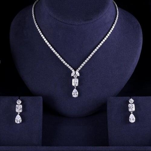 Jankelly Hotsale Nigeria2pcs Bridal Jewelry Sets New Fashion Dubai Full Jewelry Set For Women Wedding Party Accessories Design