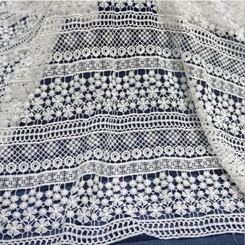 White Flower Embroidered Lace Cloth Womens Summer Cotton Cloth Lace Fabric