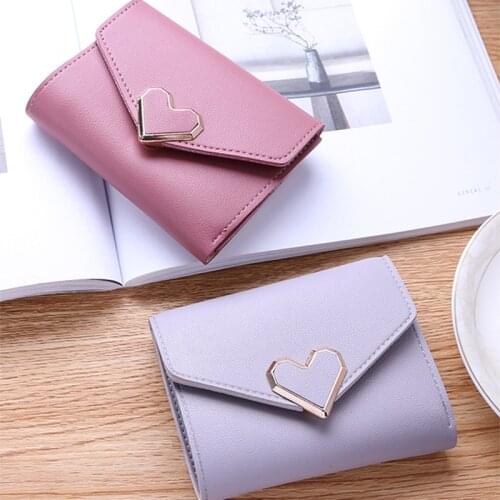 Women Cute pure color Wallet Small Hasp Girl Wallet Brand Designed Pu Leather Women Coin Purse Female Card Holder Wallet