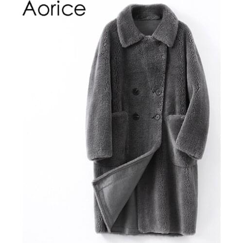 Aorice Winter Women Wool Fur Coat Trench Sheep Shearing Jacke Coats Lady Female Warm Hooded Jackets Parka H6003